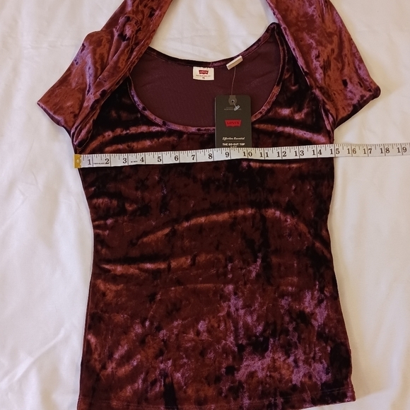 Levi's Bodega Long Sleeve Velvet Open Neck Shirt Top Size XS - Picture 7 of 8